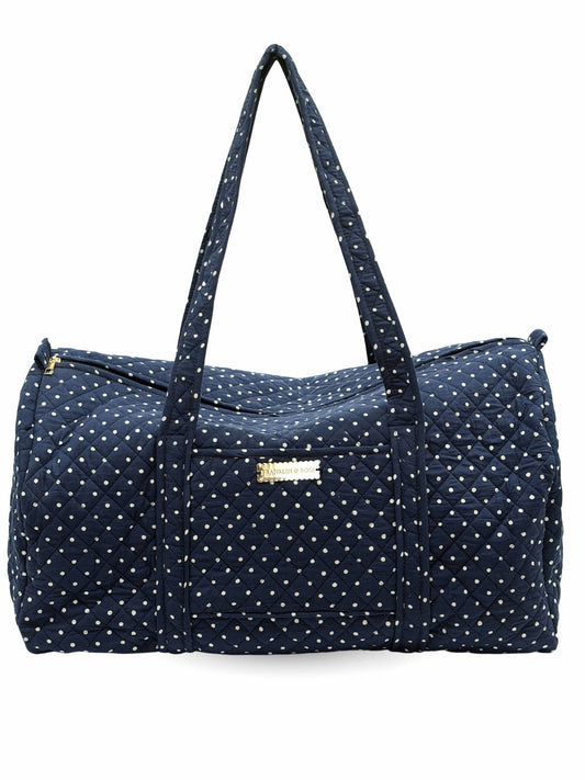 Mossbury Navy Polka Dot Duffel Bag