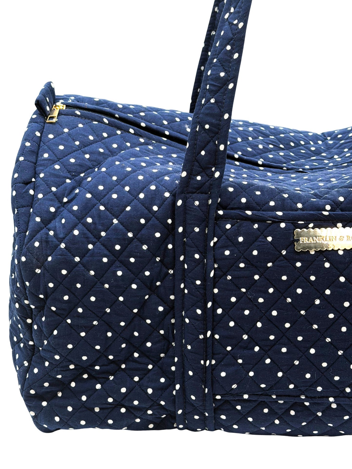 Navy Polka Dot Duffel Bag